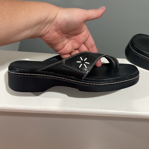 Clarks Y2K 2004 Chunky Sandal Leather Black & White Sandals sz 9 GREAT CONDITION - Picture 3 of 17